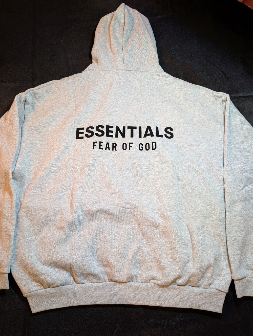 Fear of God ESSENTIALS Light Heather Gray Hoodie with Black Logo